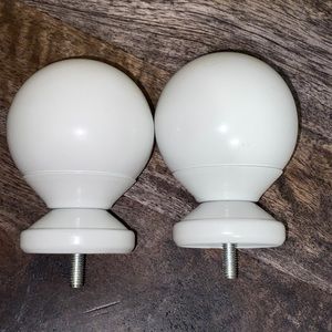 2PCS Round Curtain Rod Finials Replacement Drapery Pole Ball End White metal new